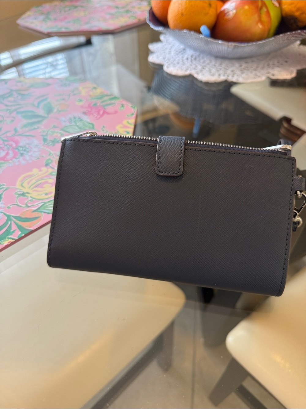 Michael Kors Black Saffiano Leather Wristlet with Gold Logo - Picture 2 of 3